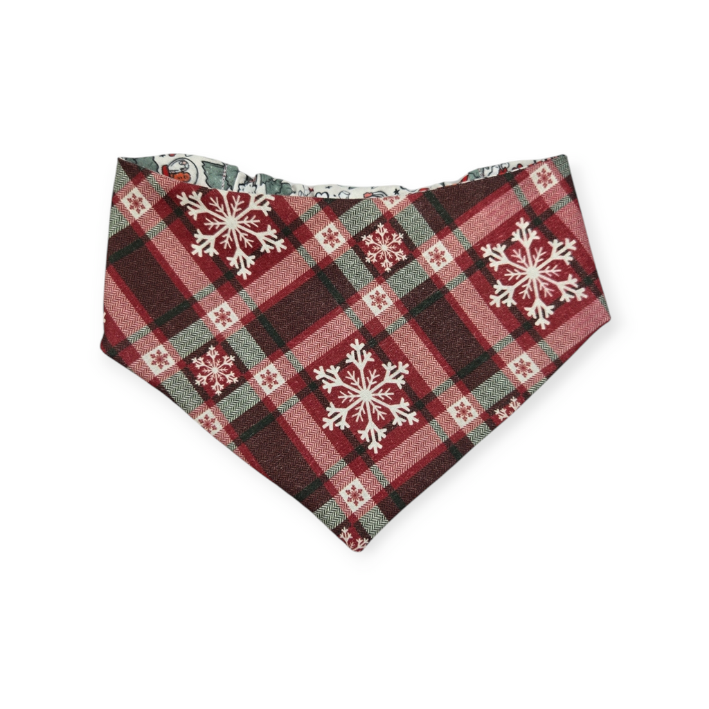 Christmas Rainbows/Snowflake Plaid Slip-on Scrunchie Bandana (Small/Medium)