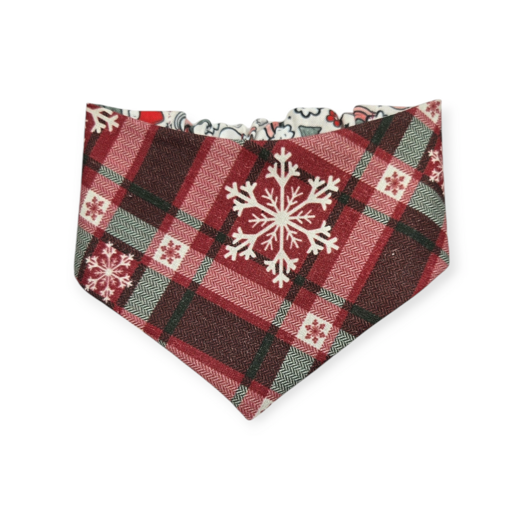 Christmas Rainbows/Snowflake Plaid Slip-on Scrunchie Bandana (X-Small)