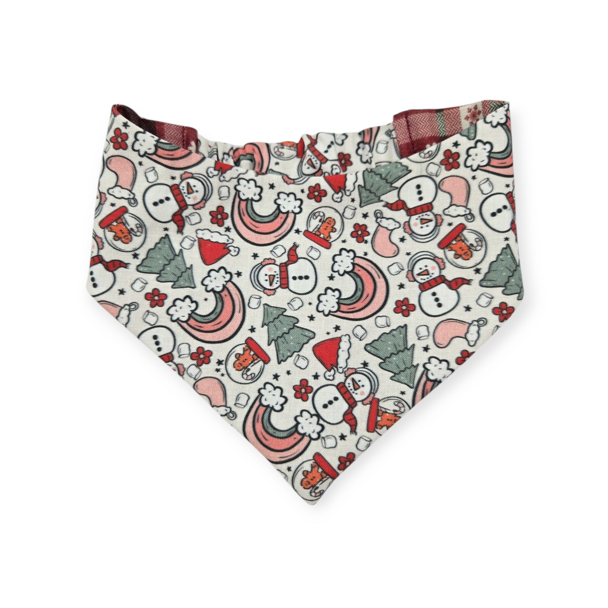 Christmas Rainbows/Snowflake Plaid Slip-on Scrunchie Bandana (Small)