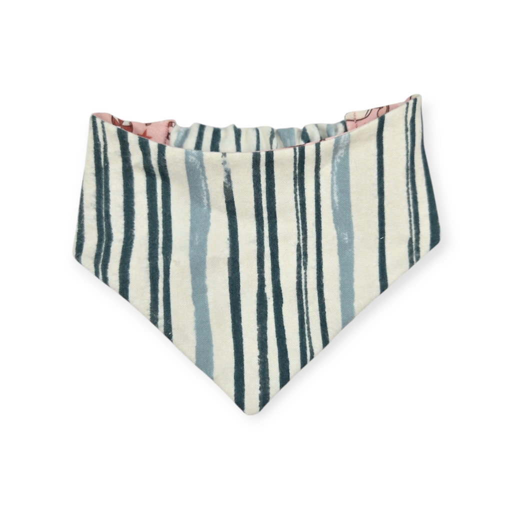 Vintage Milk & Cookies/Green Stripe Slip-on Scrunchie Bandana (Small)