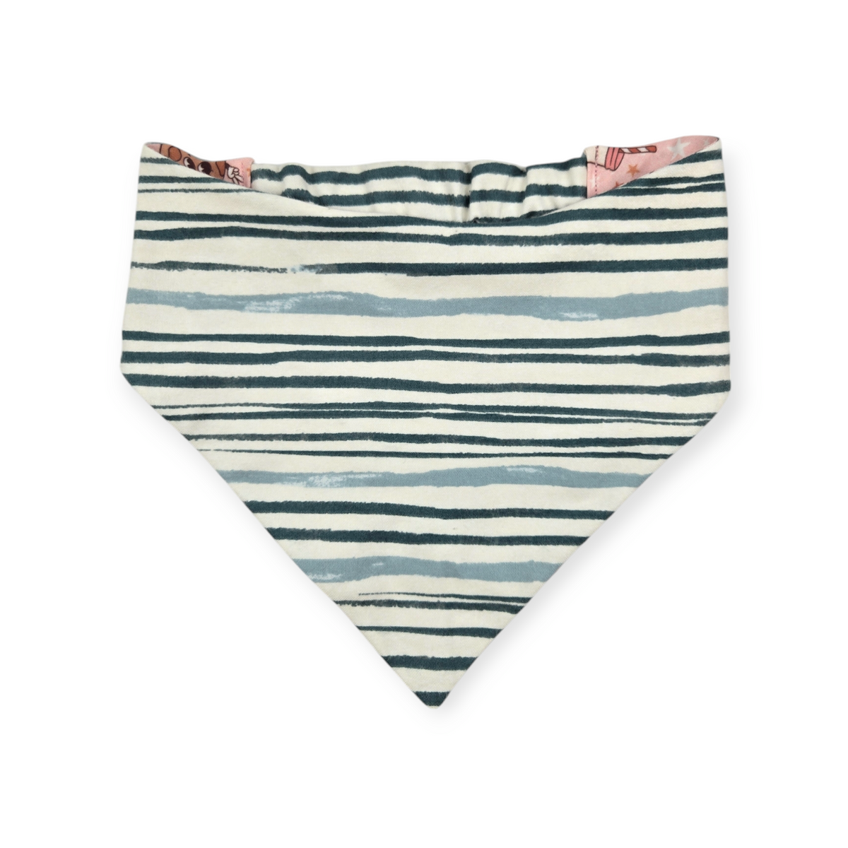 Vintage Milk & Cookies/Green Stripe Slip-on Scrunchie Bandana (Large)