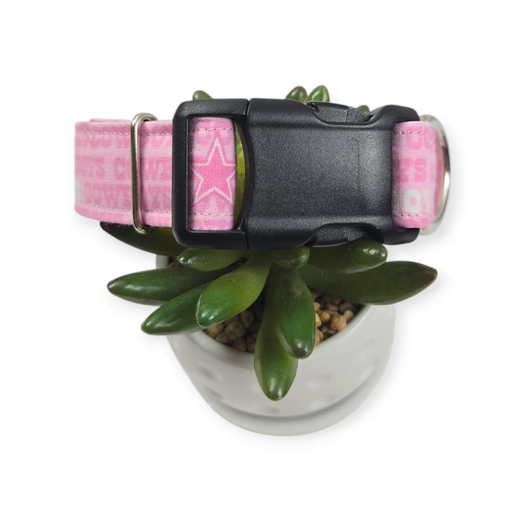 Pink Cowboys Dog collar (Medium, 1" Wide)