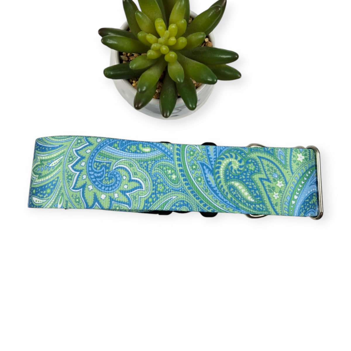 Green Paisley Dog Collar (X-Large, 2" wide)