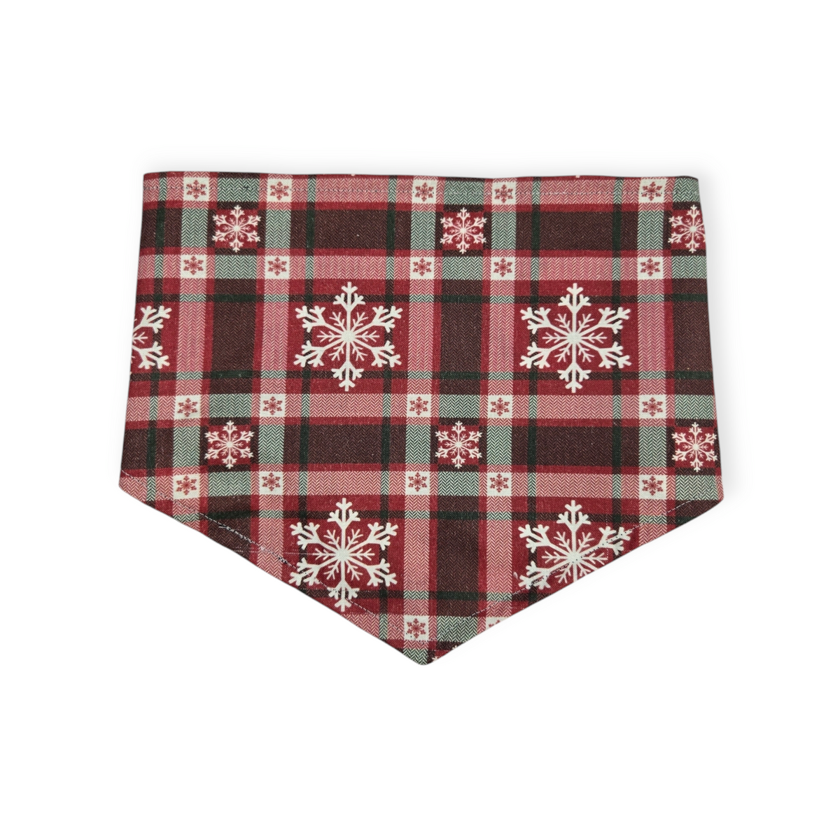 Santa's Cookies/Snowflake Plaid Reversible Tie-on Bandana (Medium)