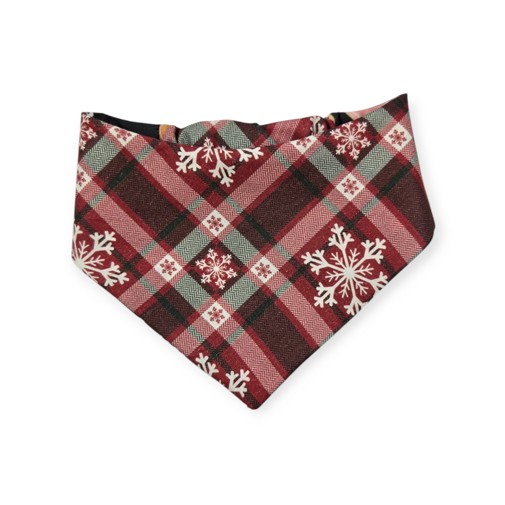 Santa's Cookies/Snowflake Plaid Slip-on Scrunchie Bandana (Small)