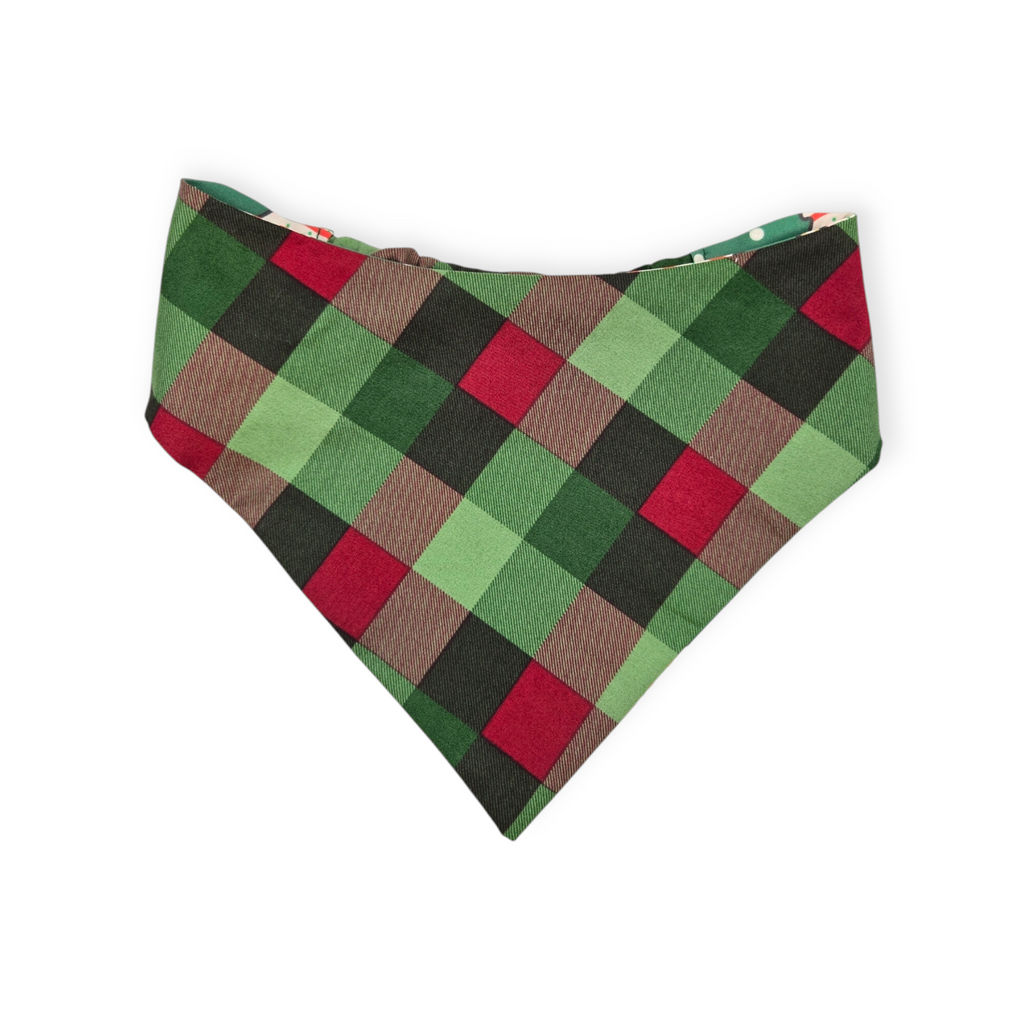 Snack Cake Trees/Red & Green Plaid Slip-on Scrunchie Bandana (Large/X-Large)