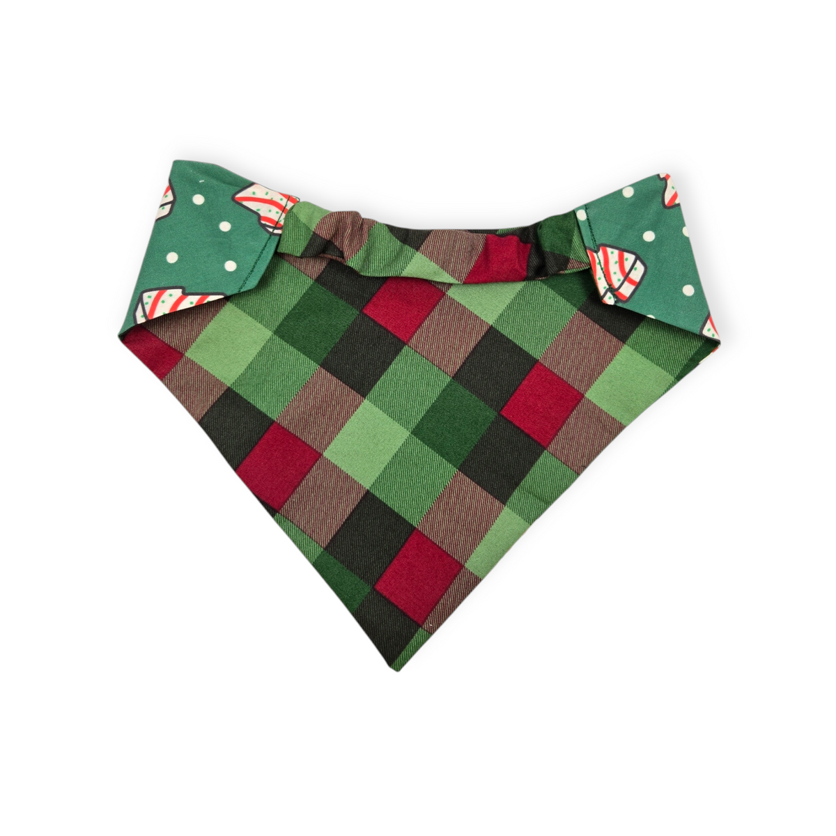 Snack Cake Trees/Red & Green Plaid Slip-on Scrunchie Bandana (Large/X-Large)