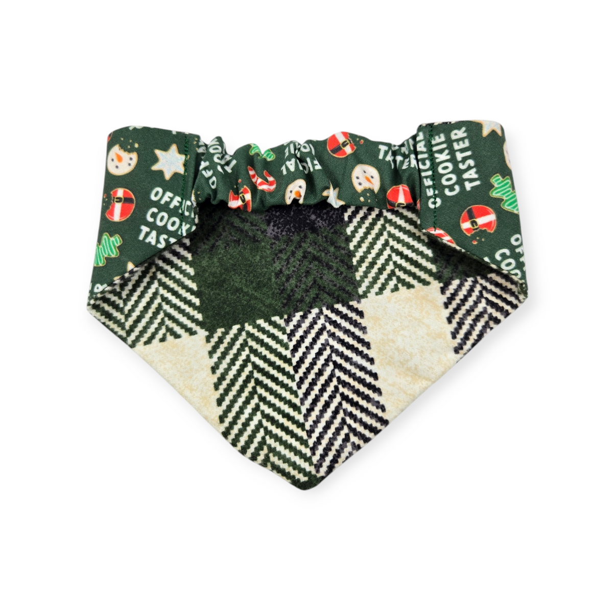 Cookie Tester/Green Plaid Slip-on Scrunchie Bandana (Small)