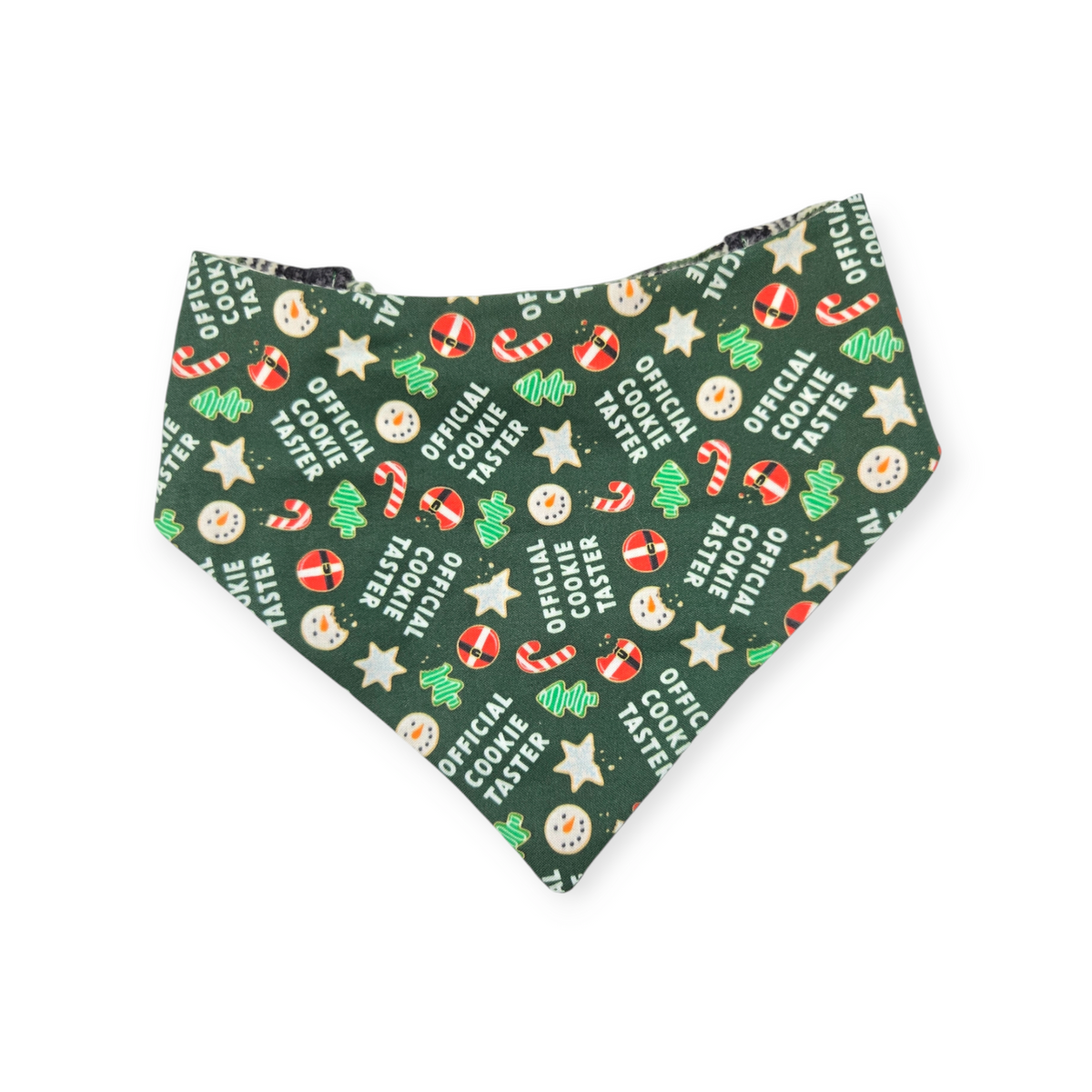 Cookie Tester/Green Plaid Reversible Slip-on Scrunchie Bandana (Medium)