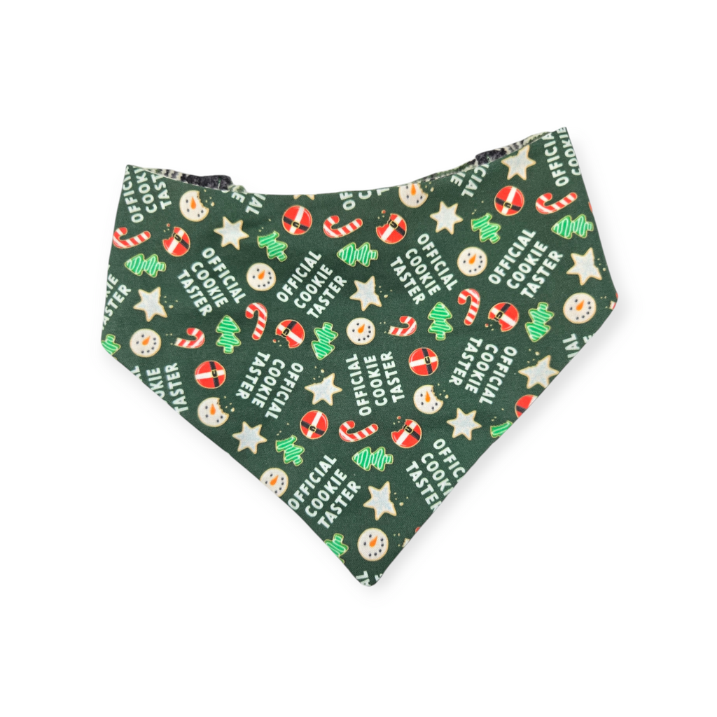 Cookie Tester/Green Plaid Reversible Slip-on Scrunchie Bandana (Medium/Large)
