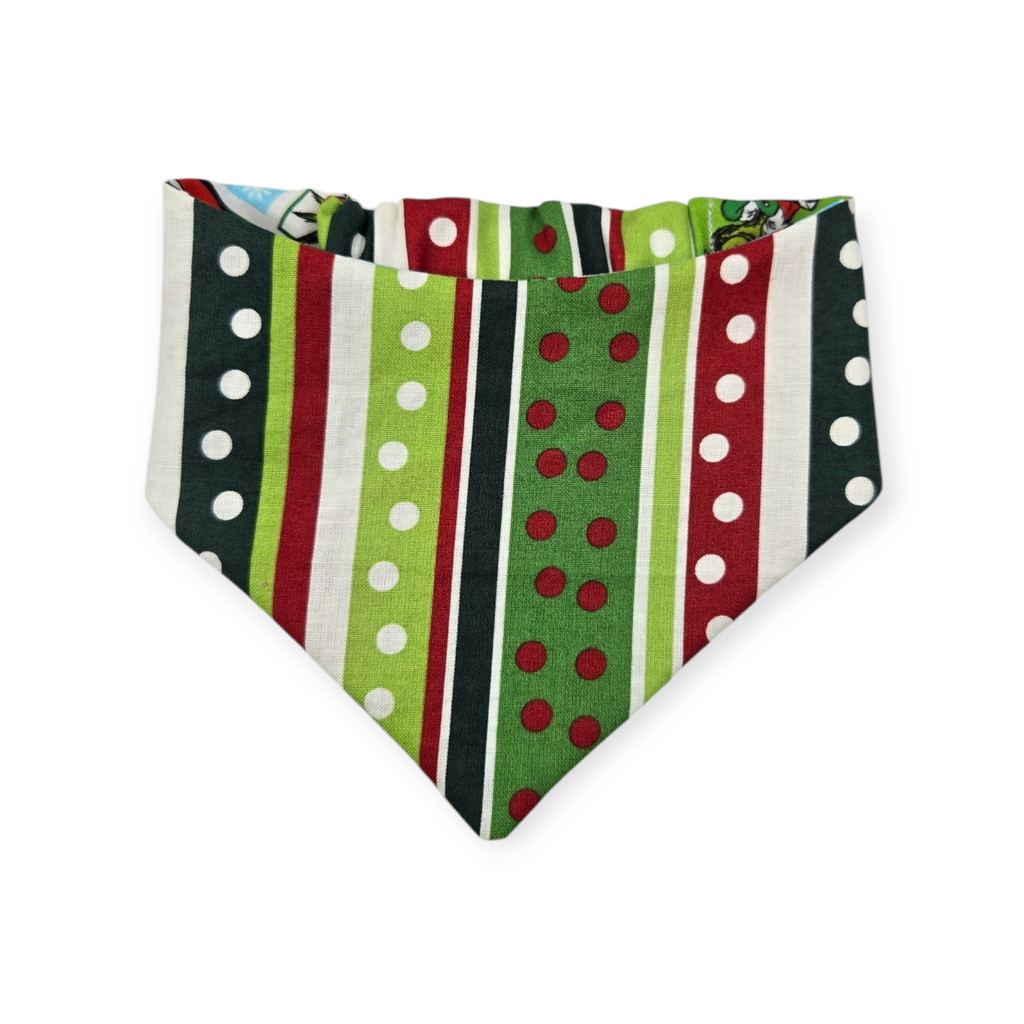 Grouchy Count Down/Christmas Stripes Slip-on Scrunchie Bandana (Small)