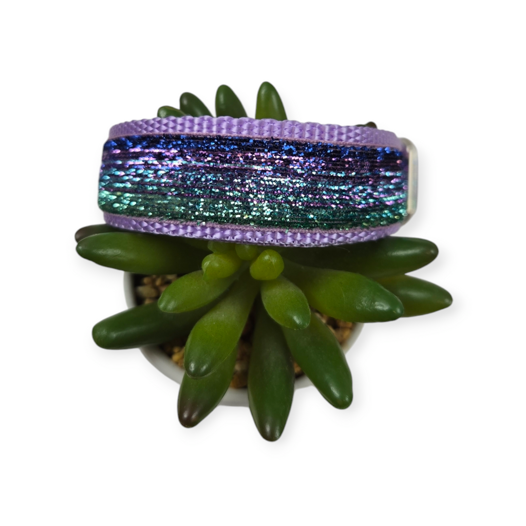 Aqua & Purple Ombre Mermaid Dog Collar (Medium, 1" wide)