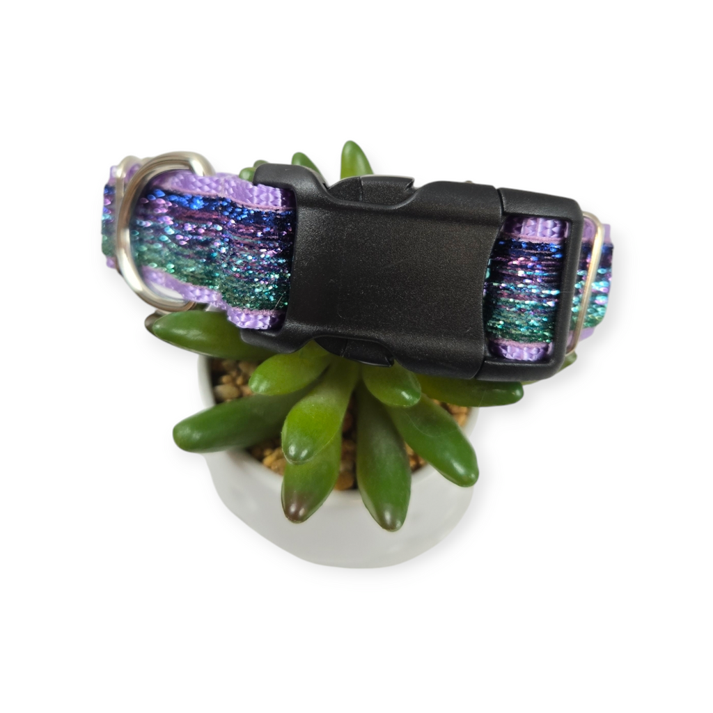 Aqua & Purple Ombre Mermaid Dog Collar (Medium, 1" wide)