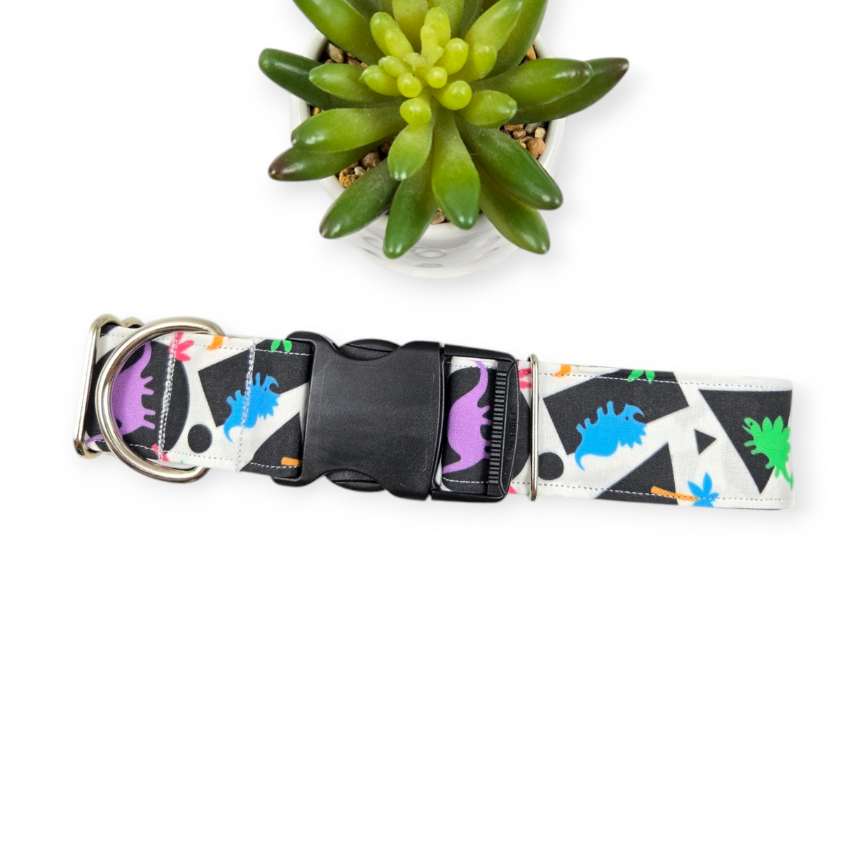 Retro Dinosaurs Dog Collar (X-Large, 1.5" wide)