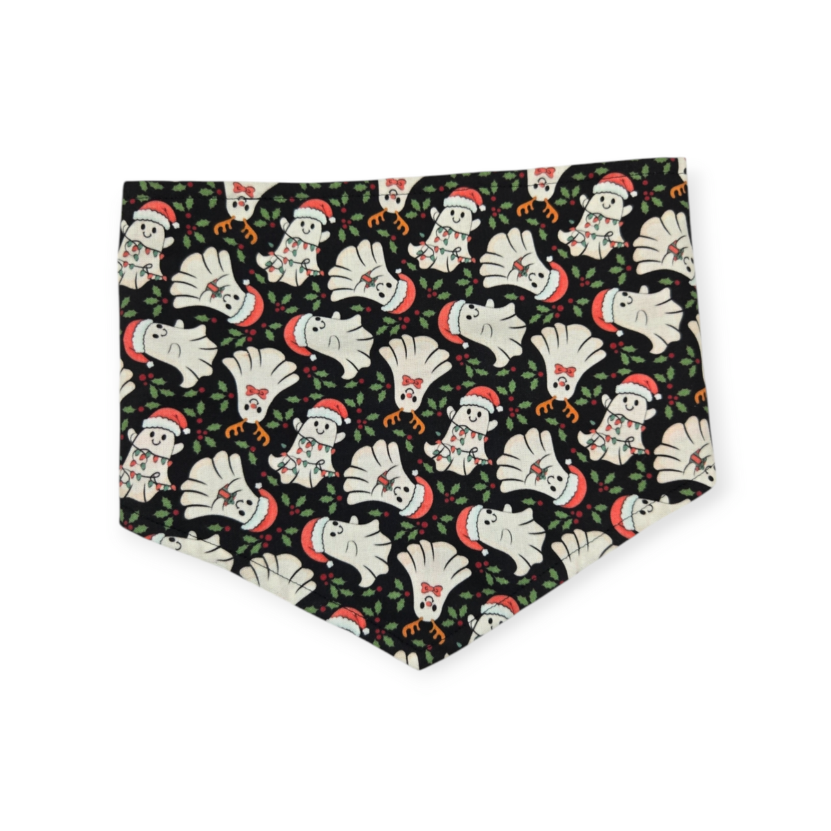 Christmas Ghost/Glitter Tartan Plaid Tie-on Bandana (Medium)