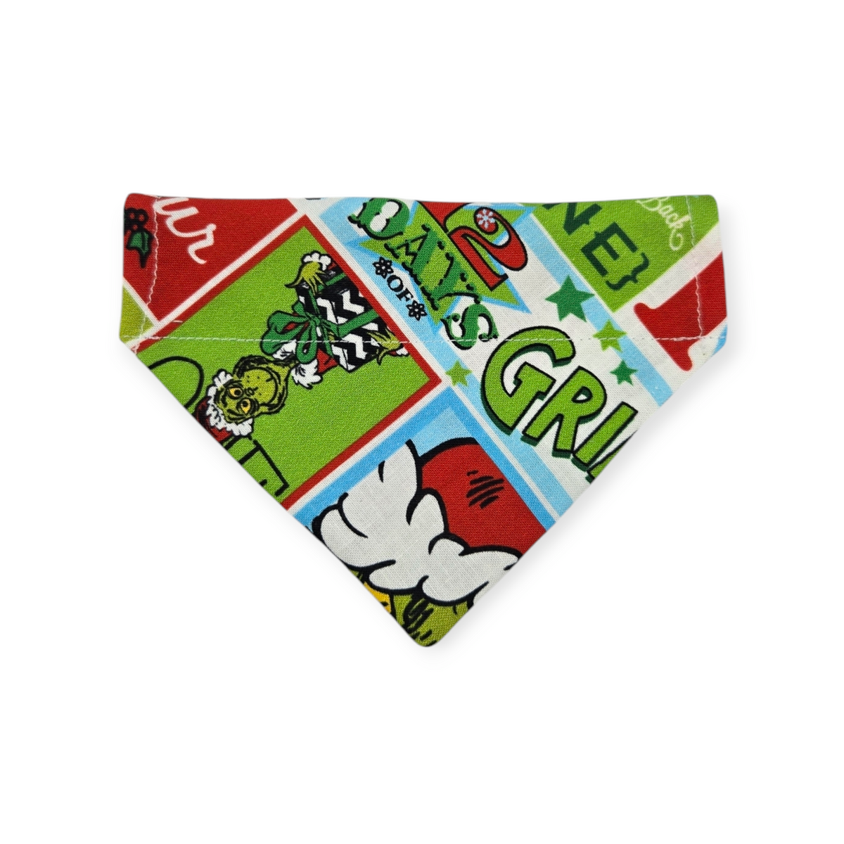 Grouchy Count Down/Christmas Stripes Reversible Slide-on Bandana (X-Small)