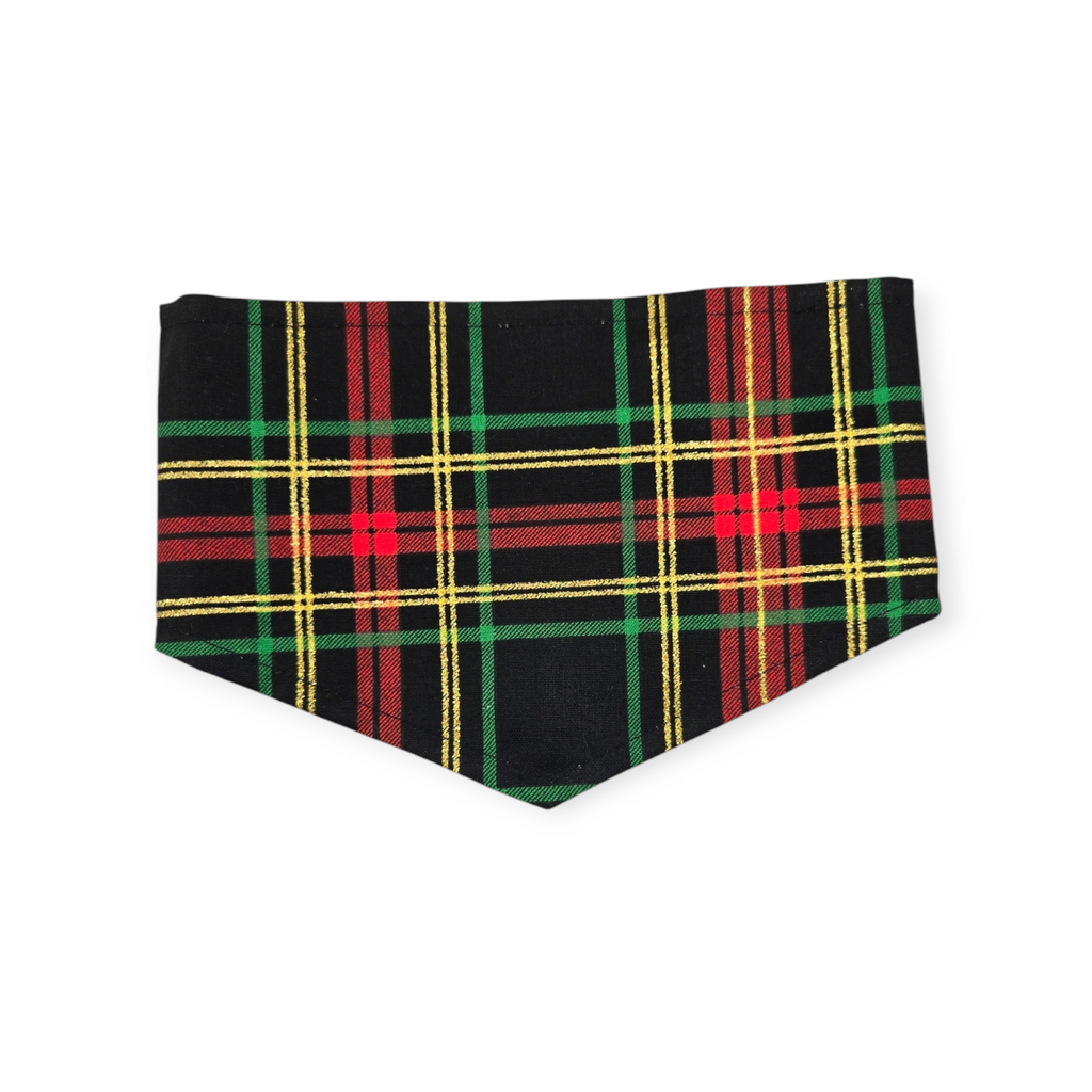 Christmas Ghost/Glitter Tartan Plaid Reversible Tie-on Bandana (X-Small)