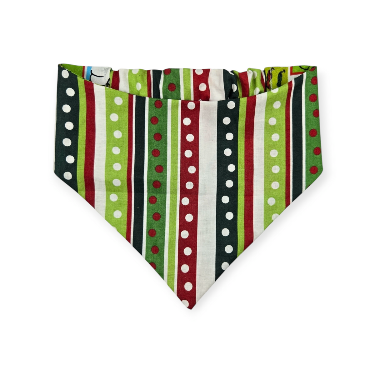 Grouchy Count Down/Christmas Stripes Reversible Slip-on Scrunchie Bandana (Medium/Large)