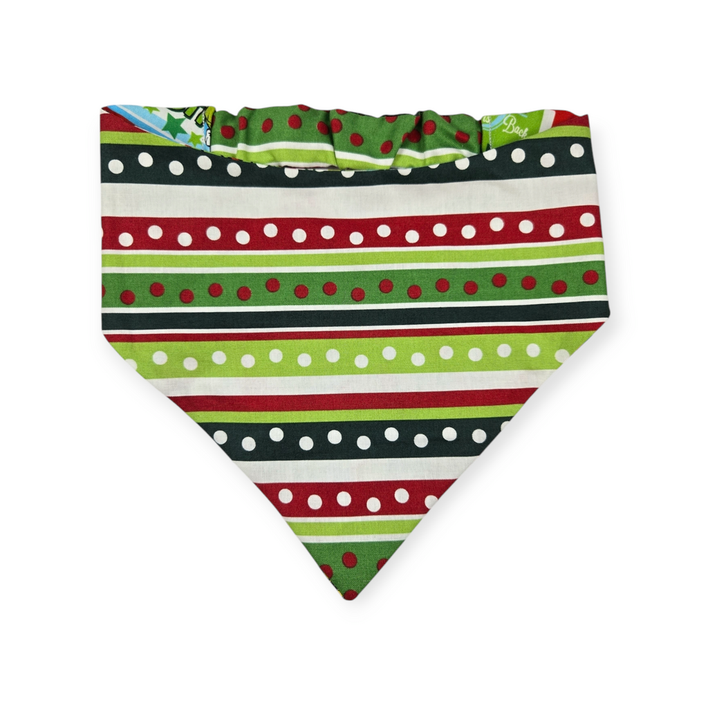 Grouchy Count Down/Christmas Stripes Reversible Slip-on Scrunchie Bandana (Large)