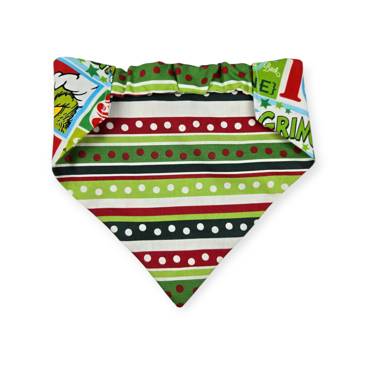 Grouchy Count Down/Christmas Stripes Reversible Slip-on Scrunchie Bandana (Large)