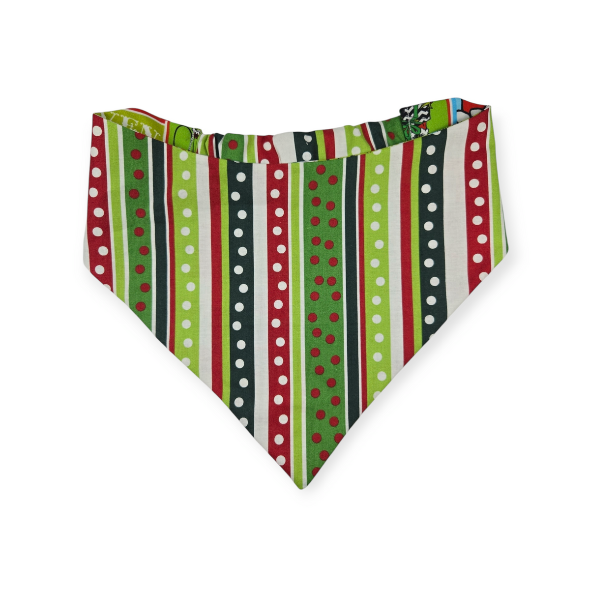 Grouchy Count Down/Christmas Stripes Reversible Slip-on Scrunchie Bandana (X-Large)