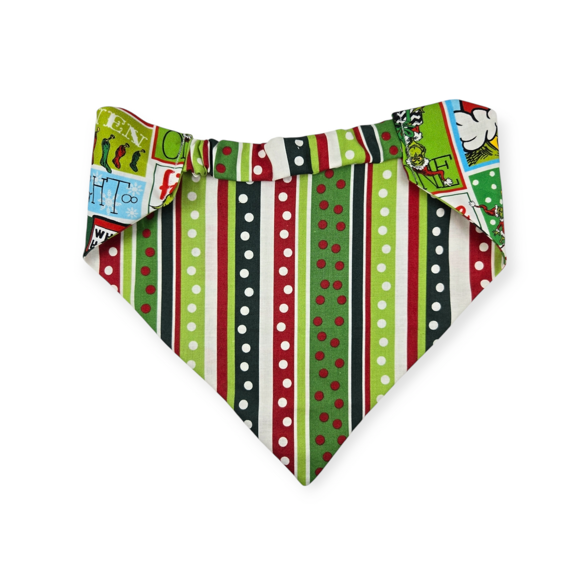 Grouchy Count Down/Christmas Stripes Reversible Slip-on Scrunchie Bandana (Large/X-Large)