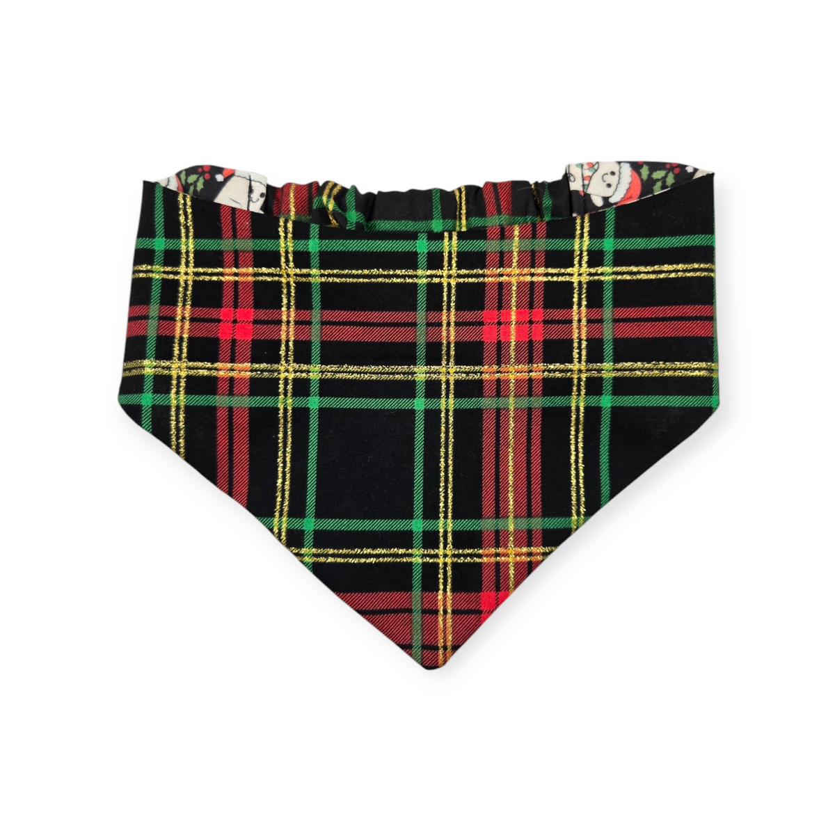 Christmas Ghost/Glitter Tartan Plaid Slip-on Scrunchie Bandana (Medium)