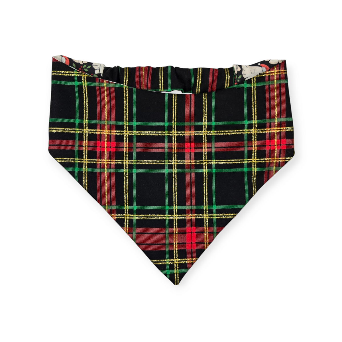 Christmas Ghost/Glitter Tartan Plaid Slip-on Scrunchie Bandana (Large/X-Large)