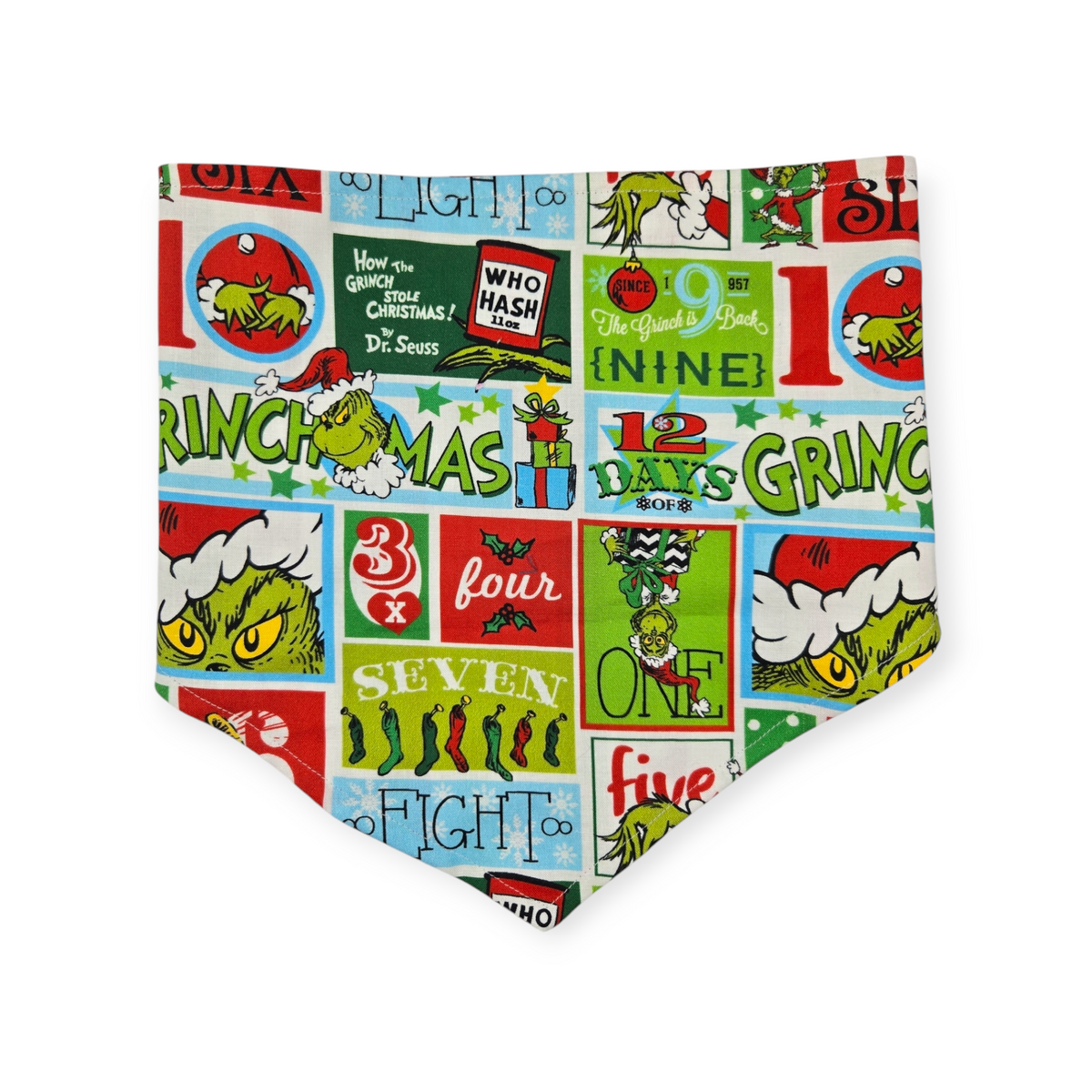 Grouchy Count Down/Christmas Stripes Tie-on Bandana (Large)