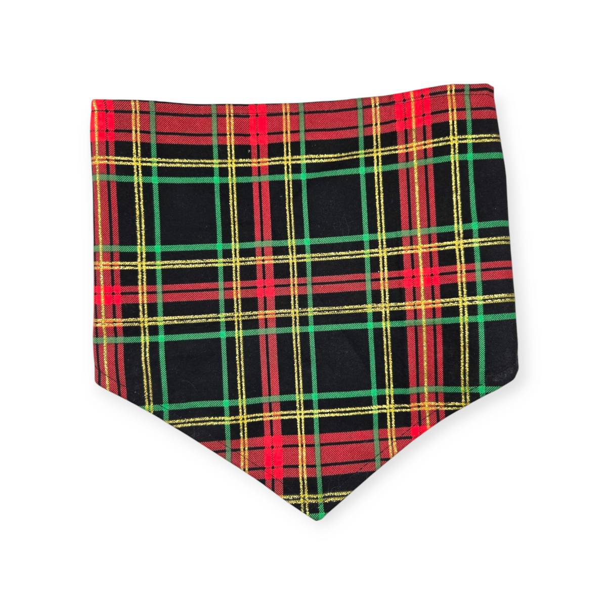 Christmas Ghost/Glitter Tartan Plaid Reversible Tie-on Bandana (Large)