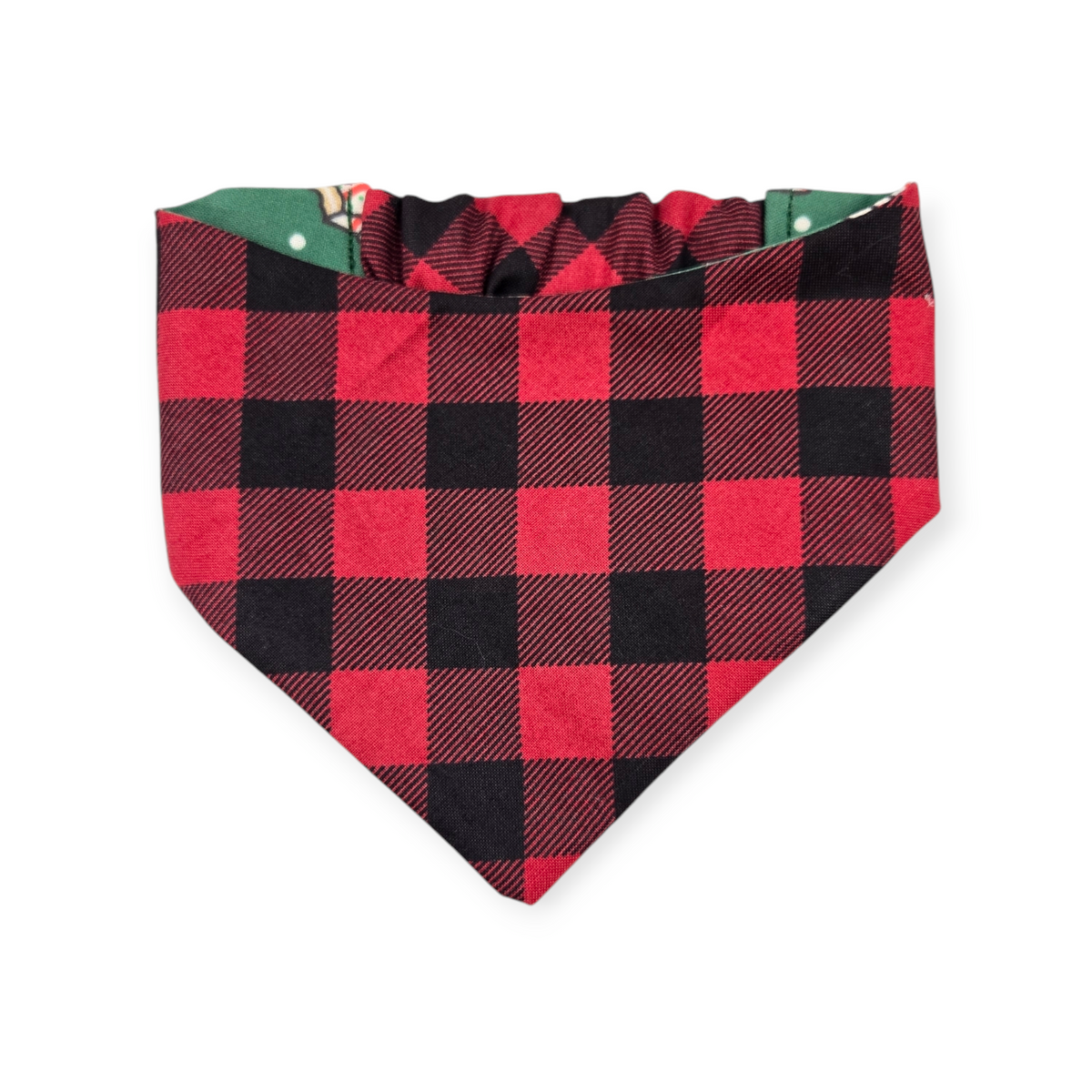 Snack Cake Trees/Red Bufflo Plaid Reversible Slip-on Scrunchie Bandana (Small)