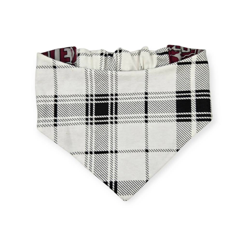 Aggies/ Black & White Plaid Slip-on Scrunchie Bandana (Medium)