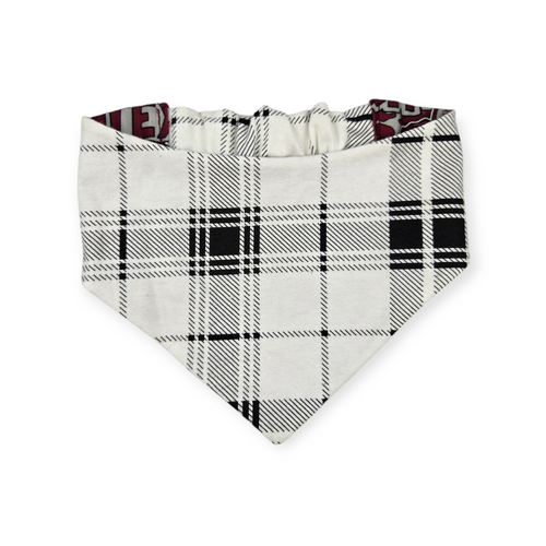 Aggies/ Black & White Plaid Slip-on Scrunchie Bandana (Medium)