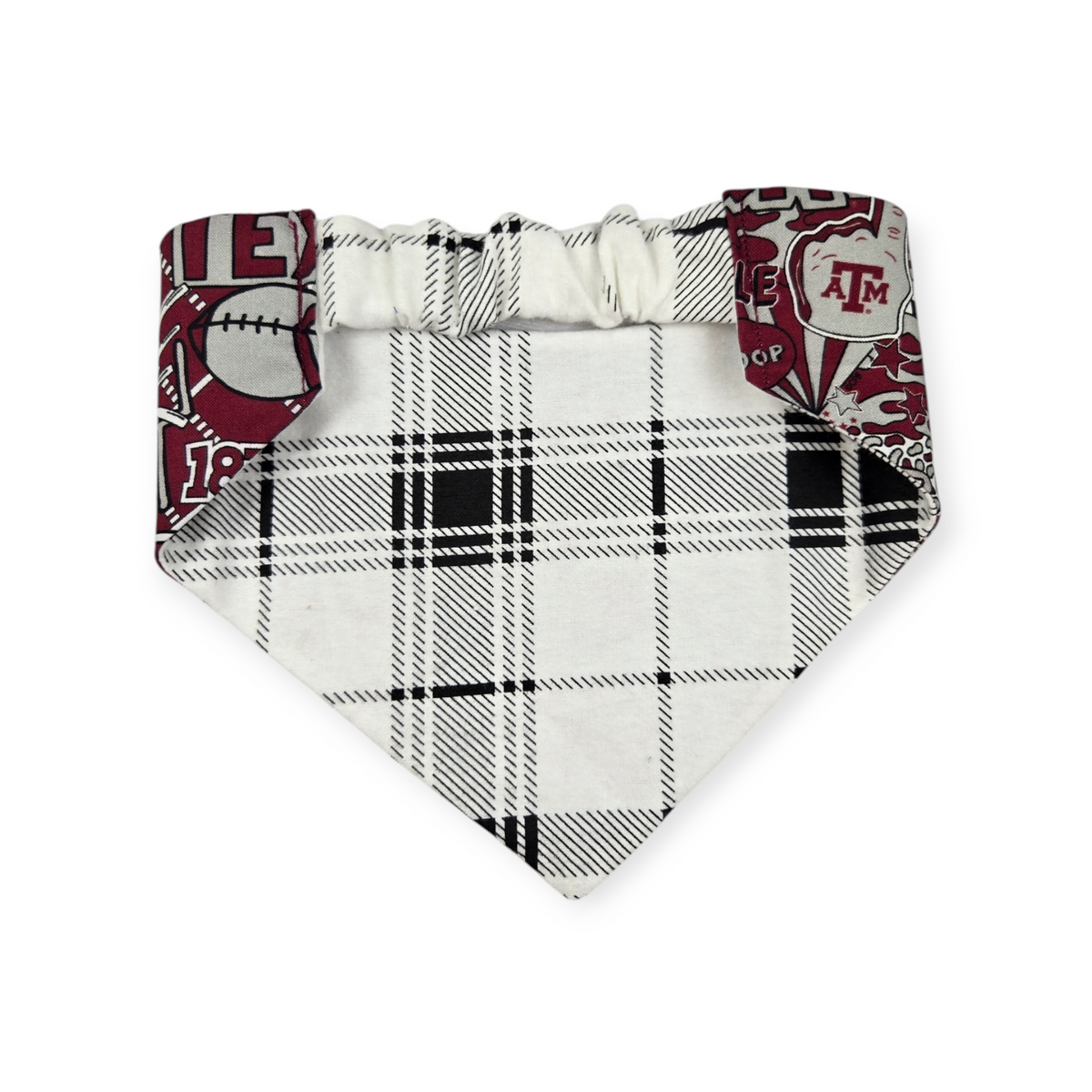Aggies/ Black & White Plaid Slip-on Scrunchie Bandana (Medium)