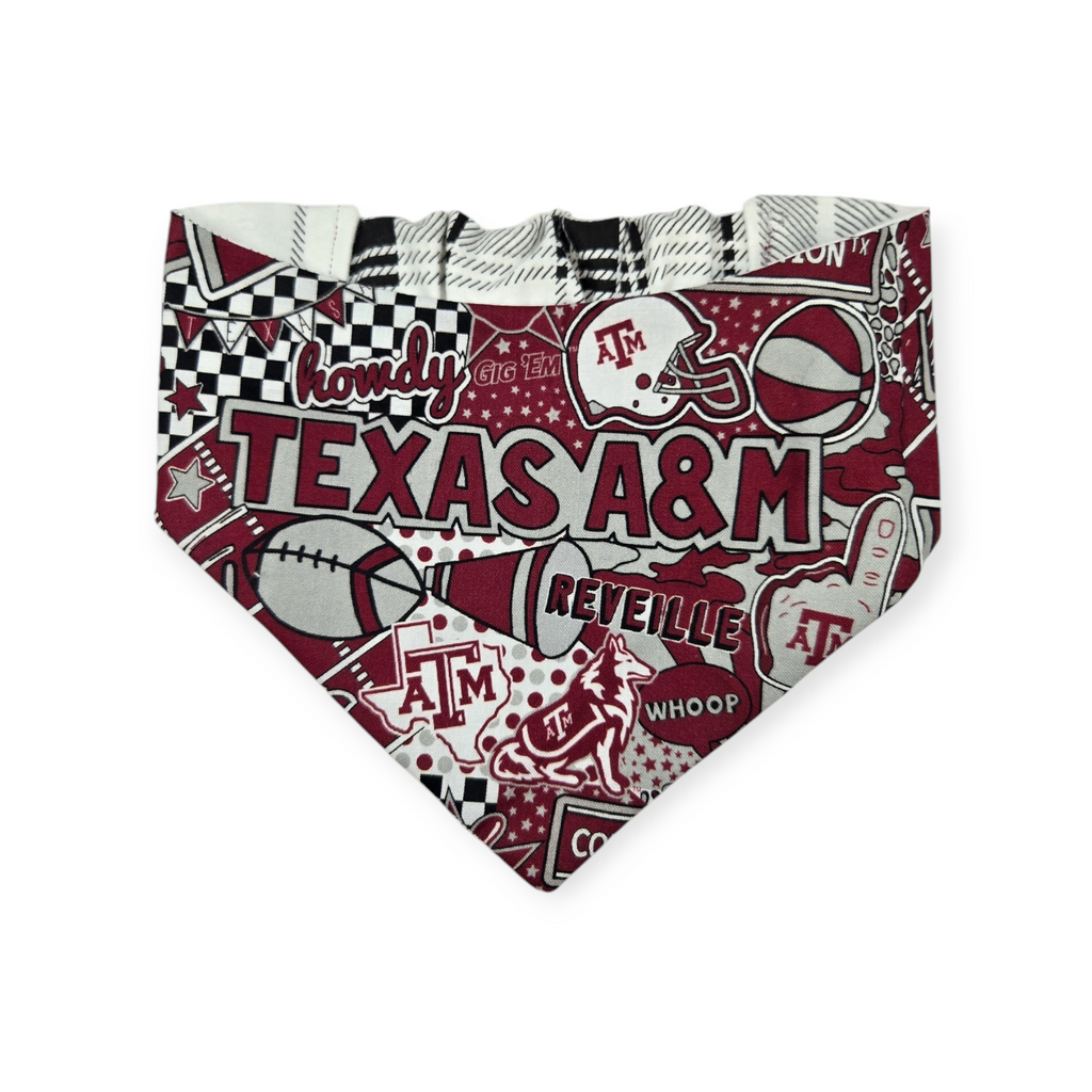 Aggies/ Black & White Plaid Slip-on Scrunchie Bandana (Medium)