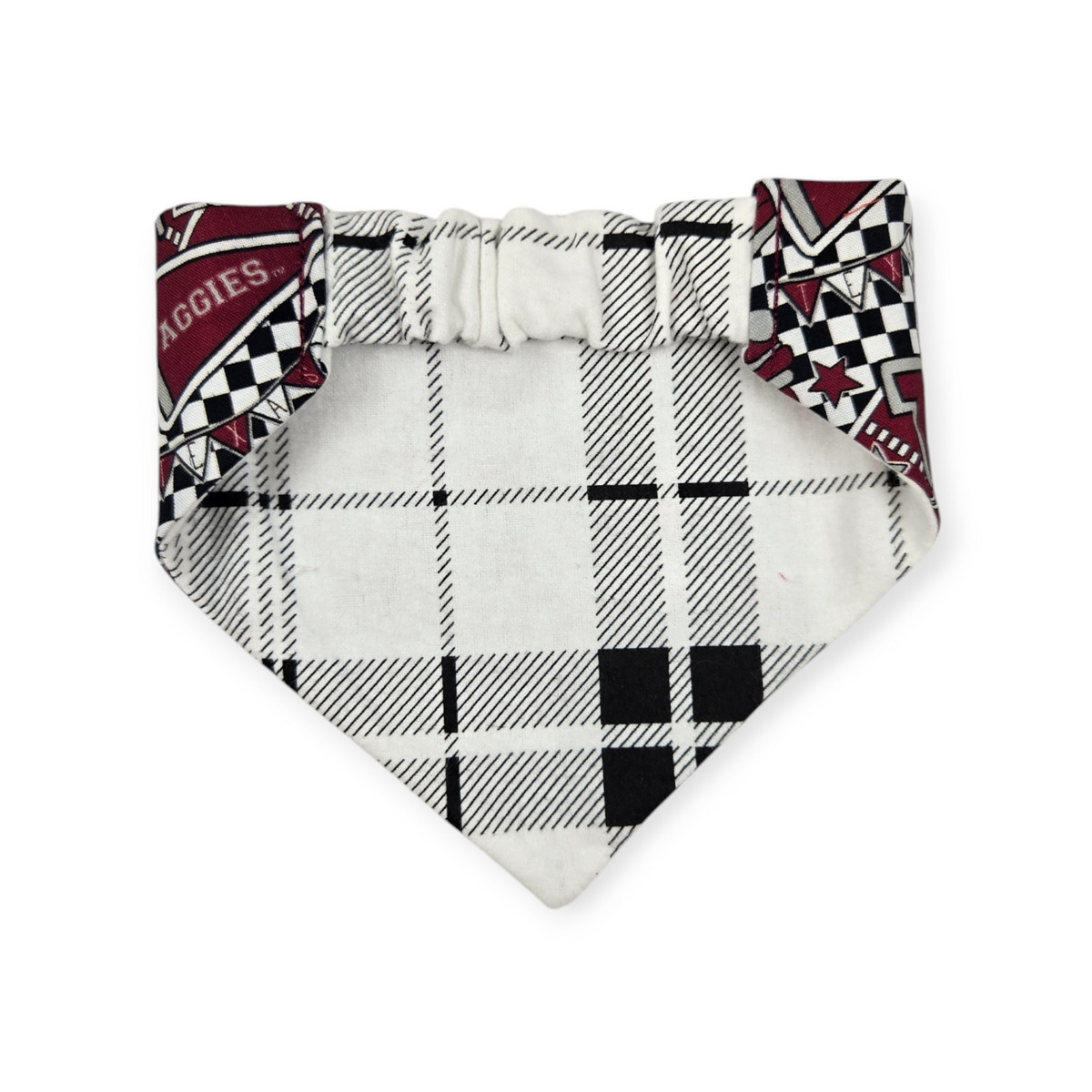Aggies/ Black & White Plaid Slip-on Scrunchie Bandana (Small)