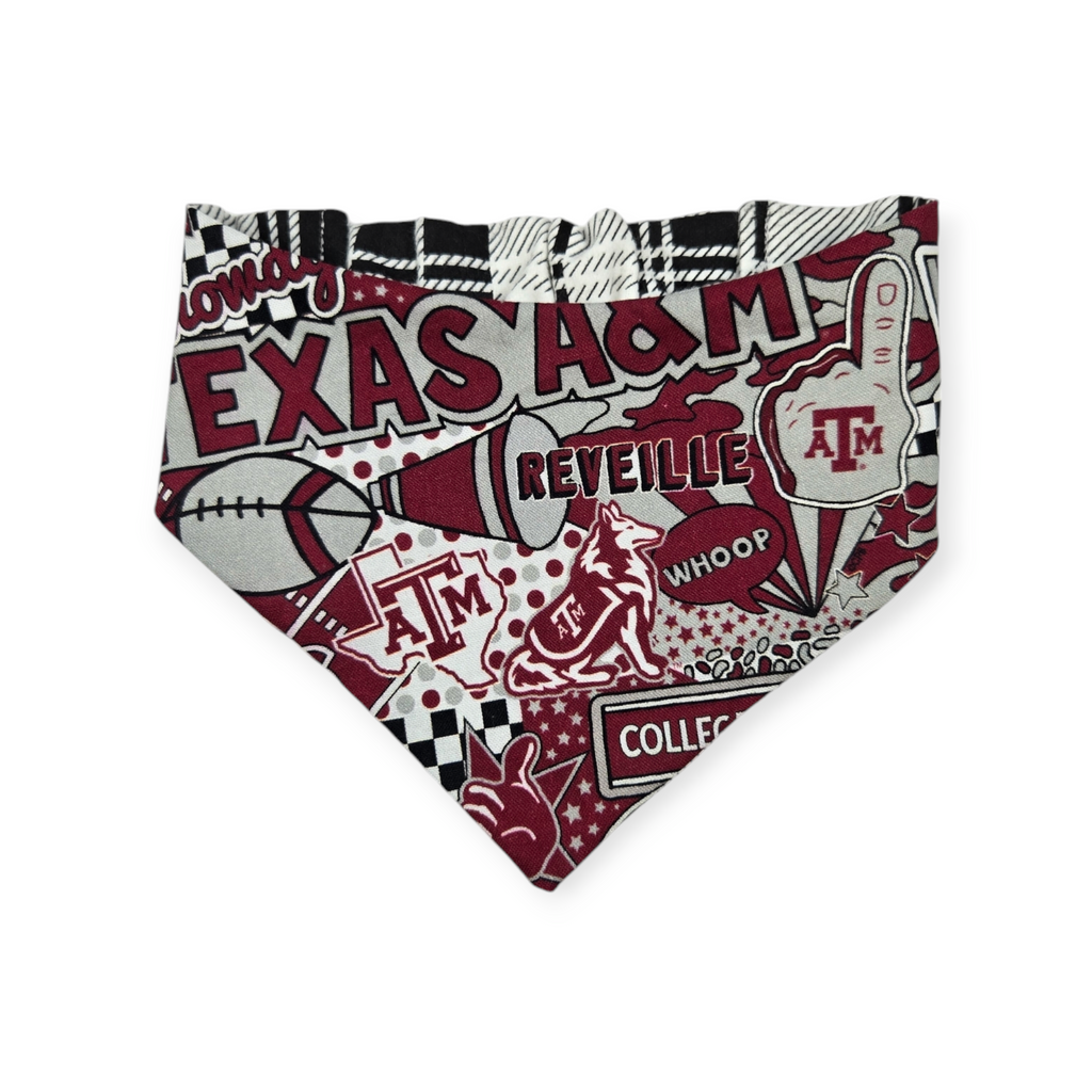 Aggies/ Black & White Plaid Slip-on Scrunchie Bandana (Small)