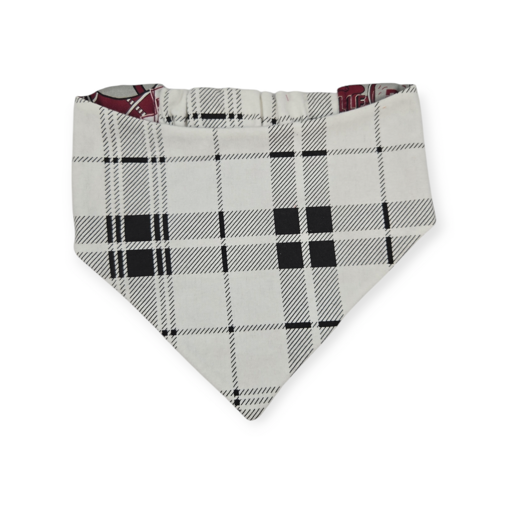 Aggies/ Black & White Plaid Slip-on Scrunchie Bandana (Medium/Large)