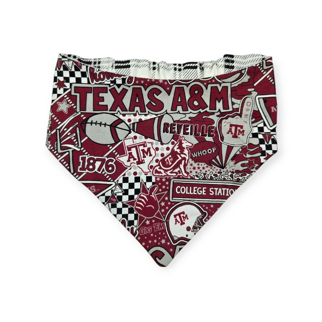 Aggies/ Black & White Plaid Slip-on Scrunchie Bandana (Medium/Large)