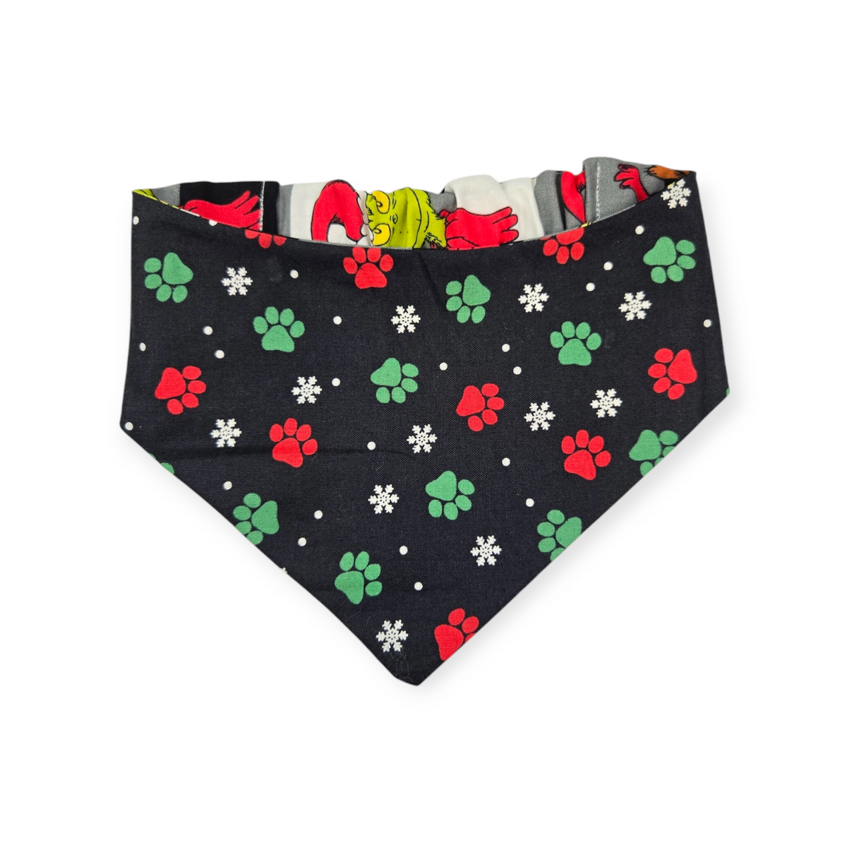 Grouchy/Christmas Paws Reversible Slip-on Scrunchie Bandana (Medium)