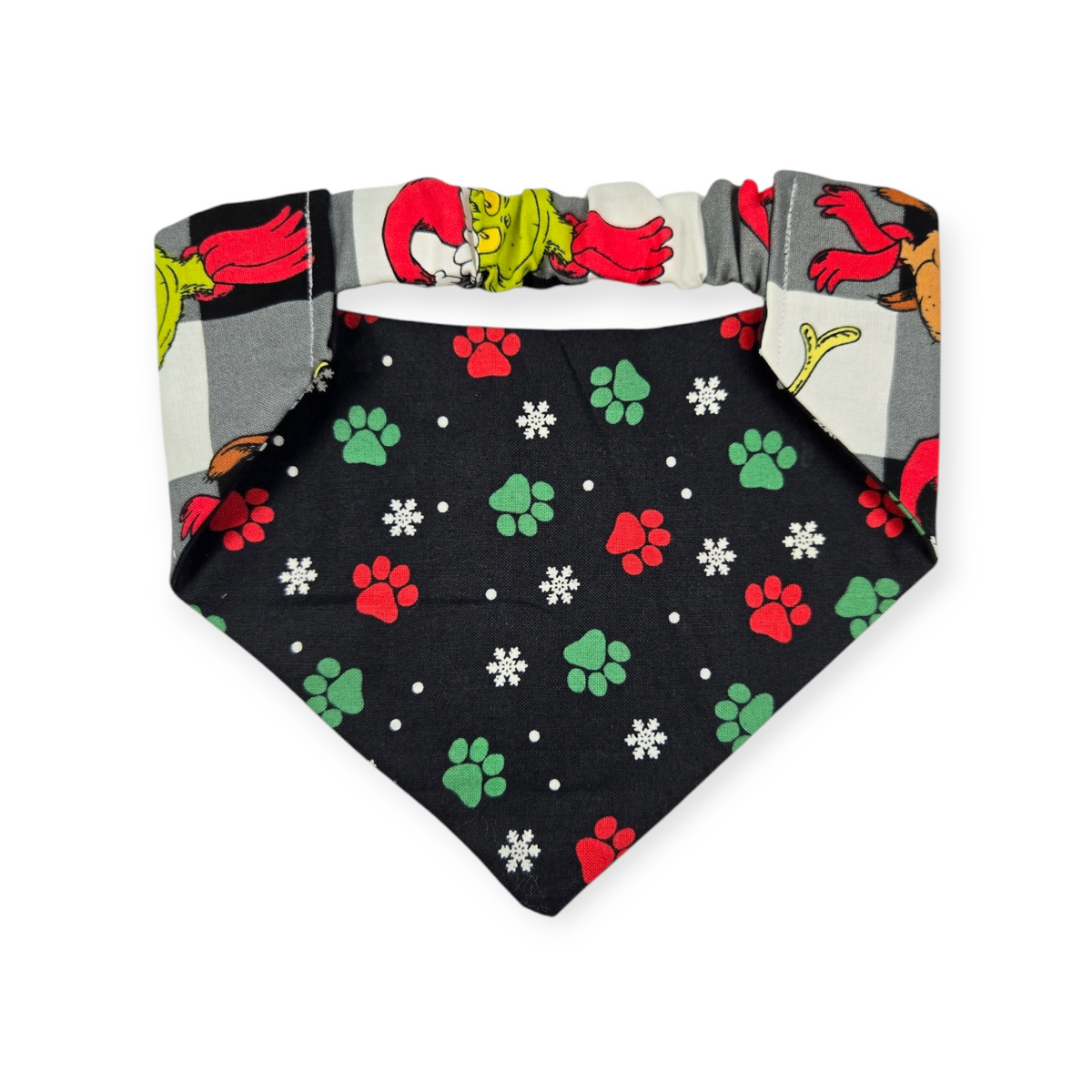 Grouchy/Christmas Paws Reversible Slip-on Scrunchie Bandana (Medium)