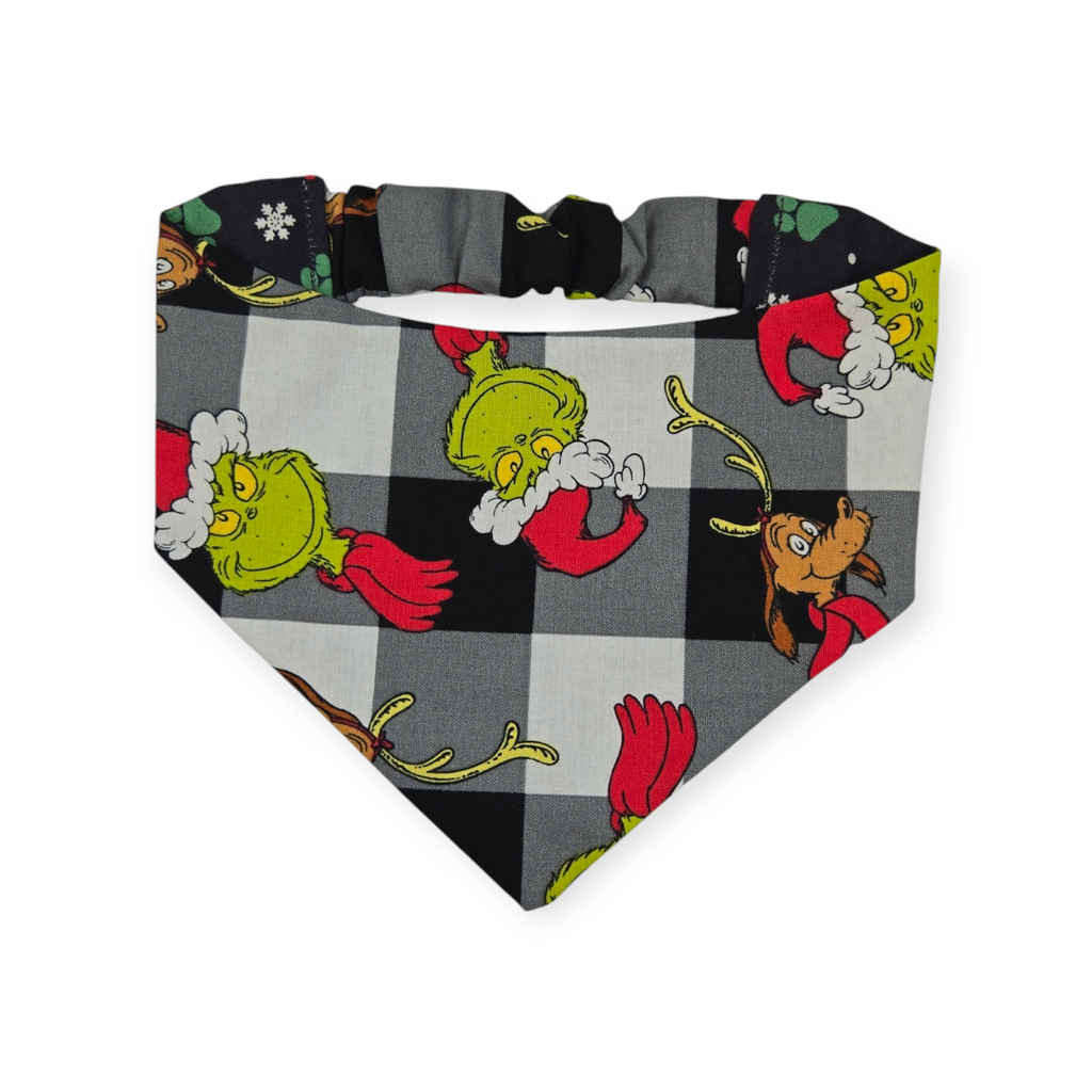 Grouchy/Christmas Paws Reversible Slip-on Scrunchie Bandana (Medium)