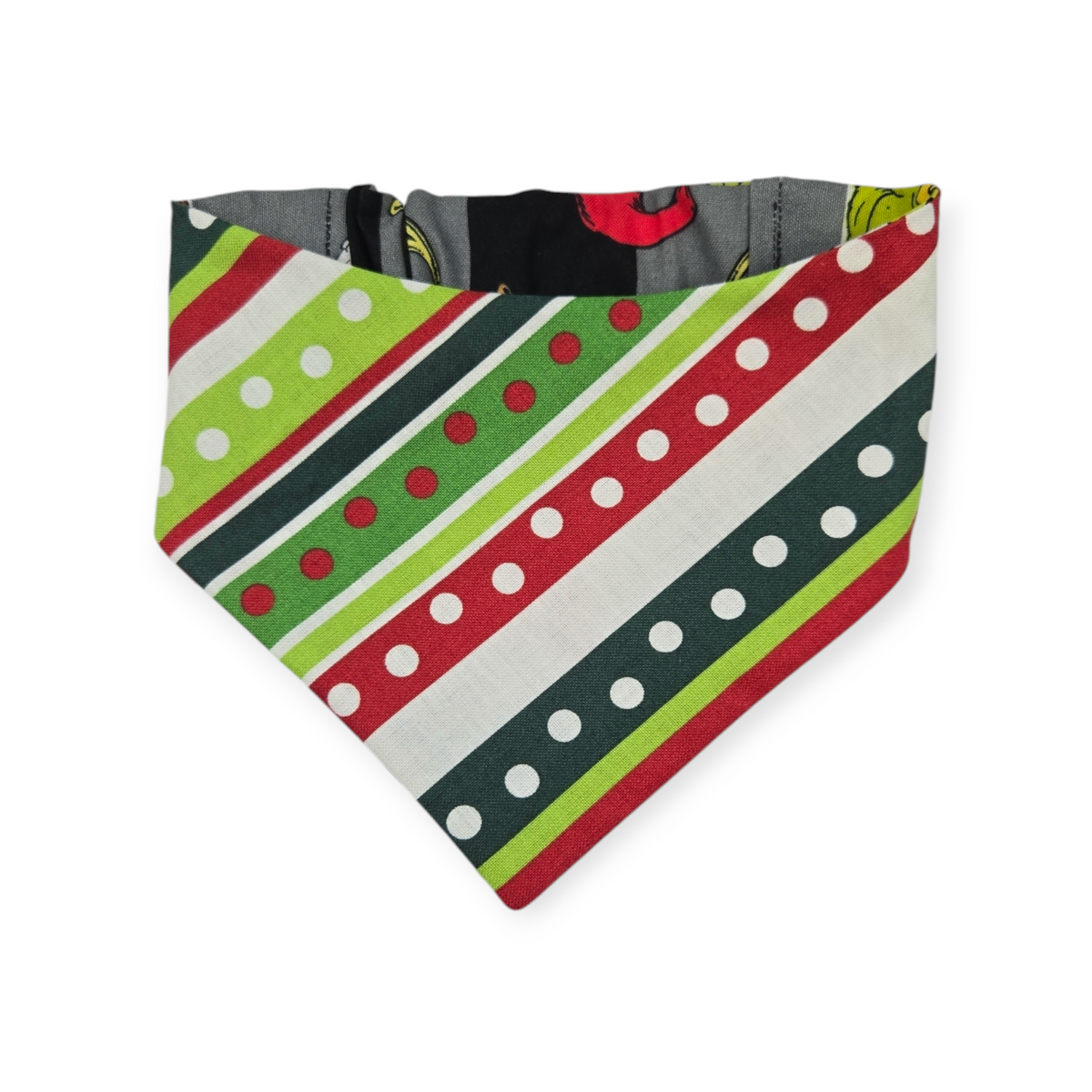 Grouchy Plaid/Christmas Stripes Slip-on Scrunchie Bandana (Small)