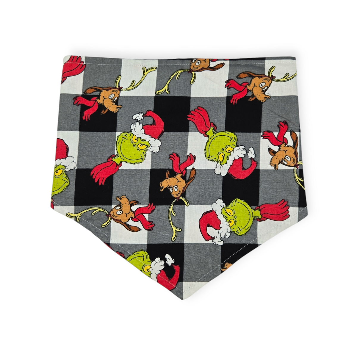 Grouchy Plaid/Christmas Paws Reversible Tie-on Bandana (Large)