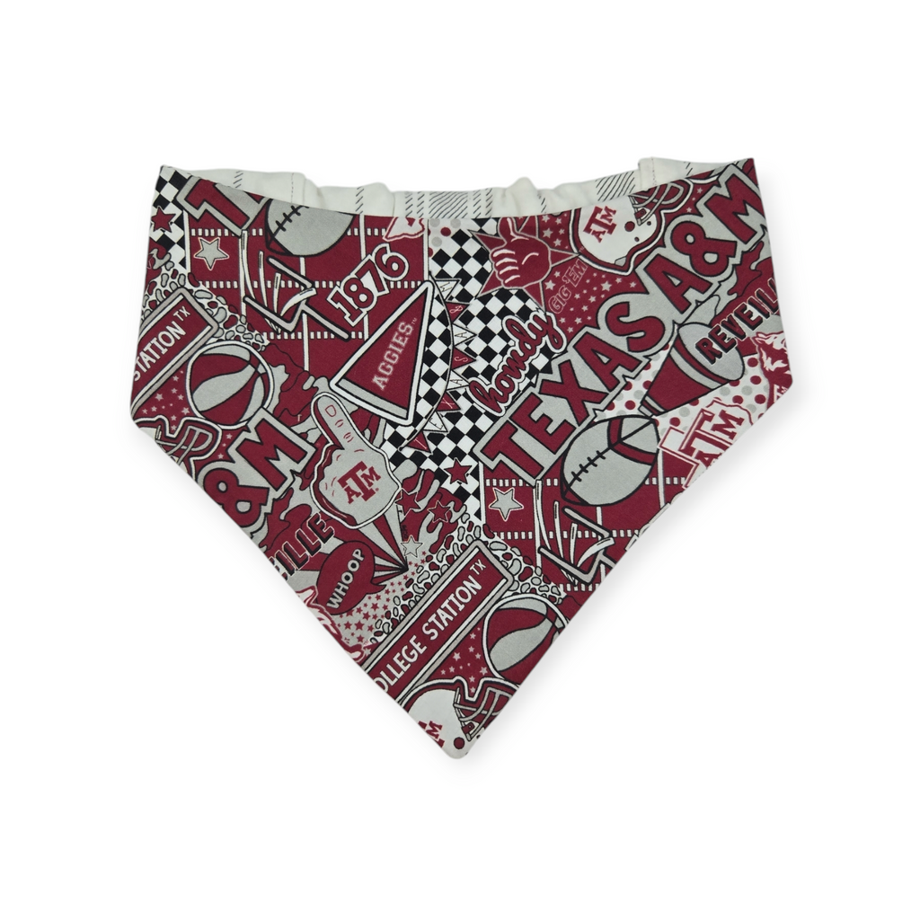 Aggies/ Black & White Plaid Slip-on Scrunchie Bandana (Large)