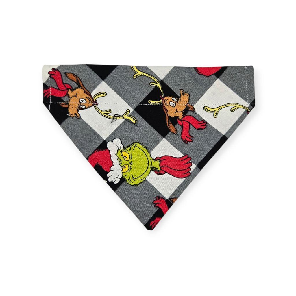 Grouchy/Christmas Paws Reversible Slide-on Bandana (Small)