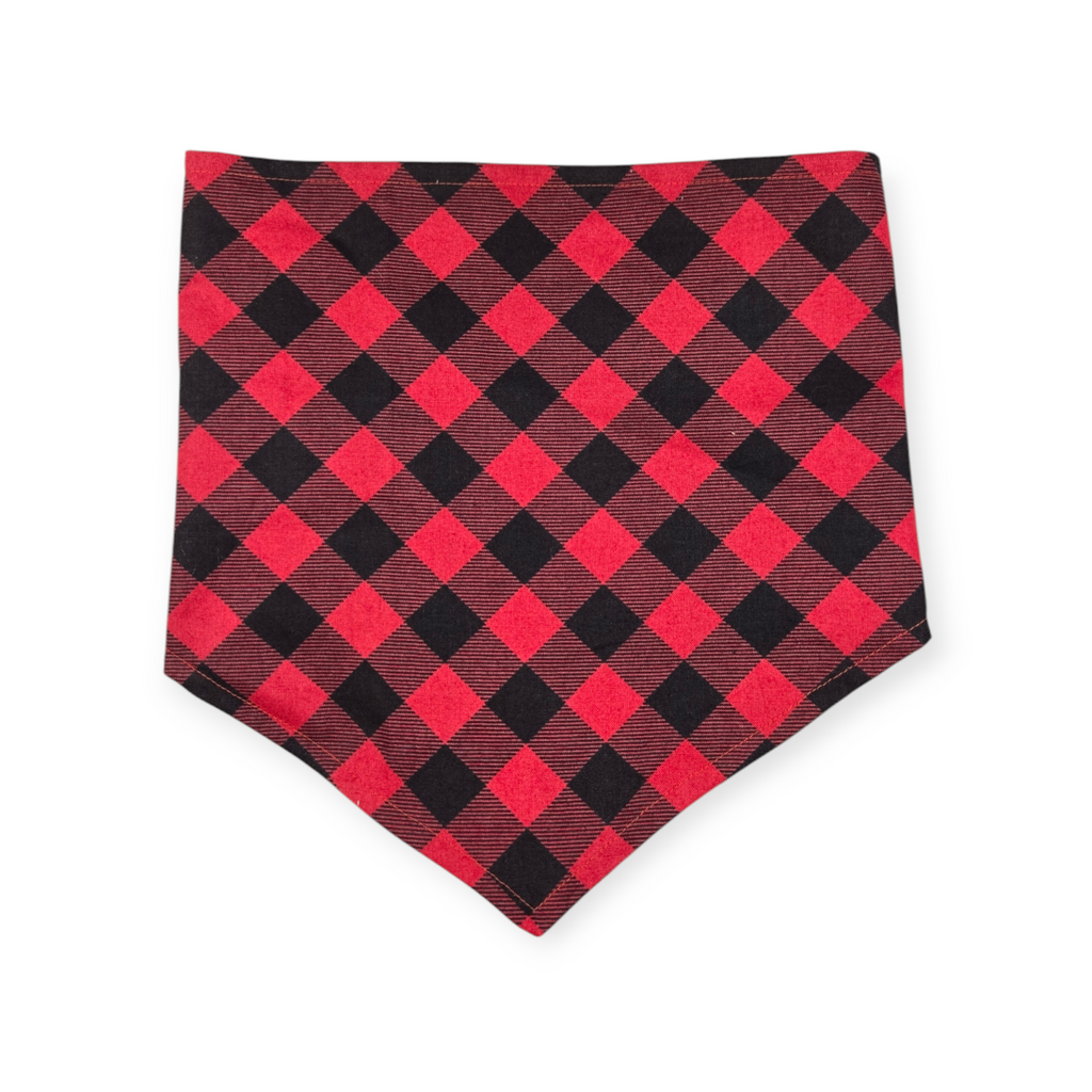 Snack Cake Trees/Buffalo Plaid Reversible Tie-on Bandana (Large)