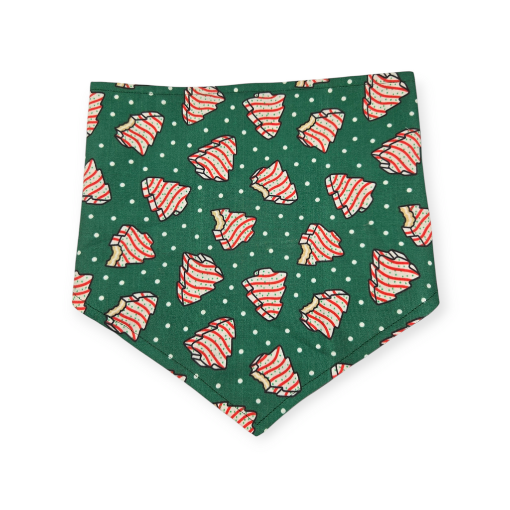 Snack Cake Trees/Buffalo Plaid Reversible Tie-on Bandana (Large)