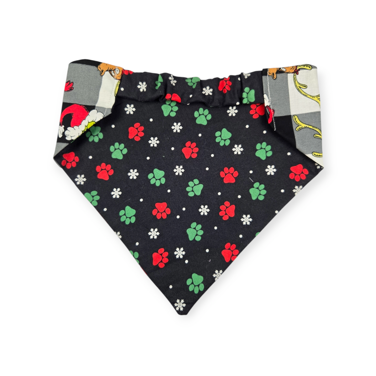 Grouchy/Christmas Paws Reversible Slip-on Scrunchie Bandana (Large)