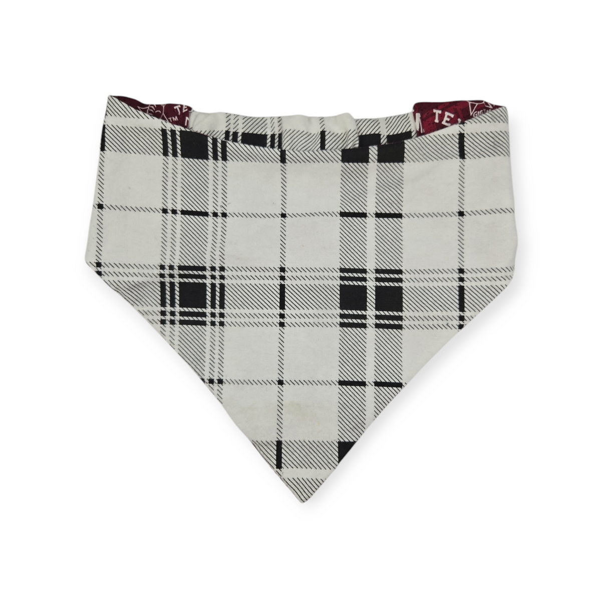 Gig Em/ Black & White Plaid Slip-on Scrunchie Bandana (Large)